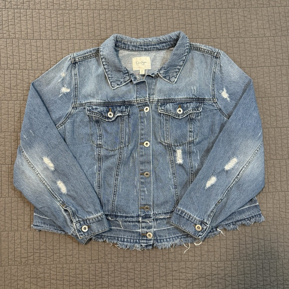 Jessica Simpson Light Blue Distressed Denim Jacket